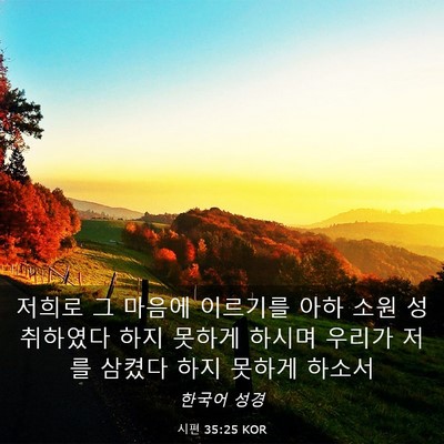 Picture 03 - 시편 35:25 KOR - 저희로 그 마음에 이르기를 아하 - Bible Verse Picture