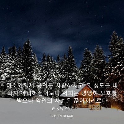 Picture 03 - 시편 37:28 KOR - 여호와께서 공의를 사랑하시고 그 - Bible Verse Picture