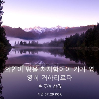 Picture 03 - 시편 37:29 KOR - 의인이 땅을 차지함이여 거기 영영히 - Bible Verse Picture