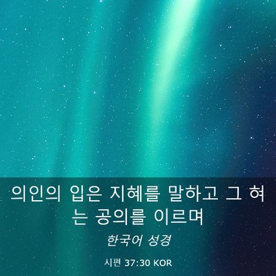 Picture 03 - 시편 37:30 KOR - 의인의 입은 지혜를 말하고 그 혀는 - Bible Verse Picture