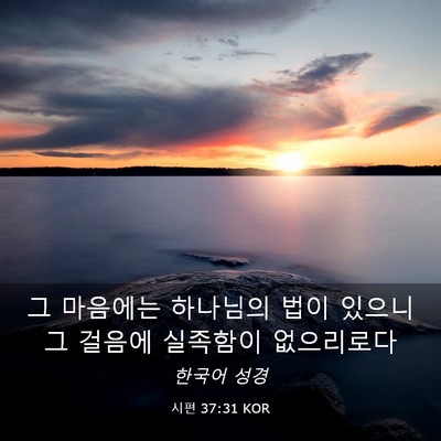 Picture 03 - 시편 37:31 KOR - 그 마음에는 하나님의 법이 있으니 - Bible Verse Picture