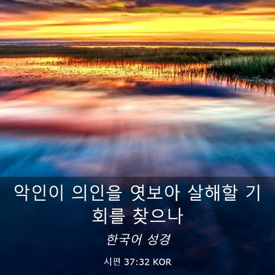 Picture 03 - 시편 37:32 KOR - 악인이 의인을 엿보아 살해할 기회를 - Bible Verse Picture
