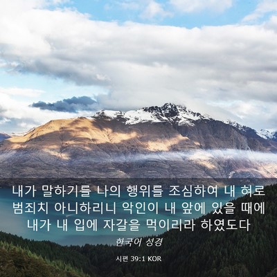 Picture 03 - 시편 39:1 KOR - 내가 말하기를 나의 행위를 조심하여 - Bible Verse Picture