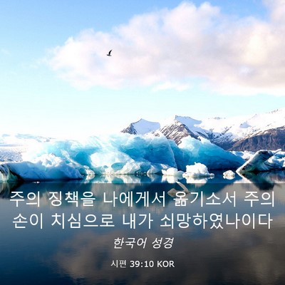 Picture 03 - 시편 39:10 KOR - 주의 징책을 나에게서 옮기소서 주의 - Bible Verse Picture