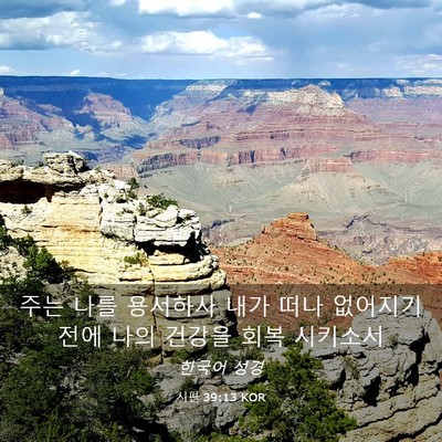 Picture 03 - 시편 39:13 KOR - 주는 나를 용서하사 내가 떠나 - Bible Verse Picture