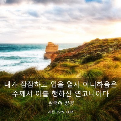 Picture 03 - 시편 39:9 KOR - 내가 잠잠하고 입을 열지 아니하옴은 - Bible Verse Picture