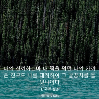 Picture 03 - 시편 41:9 KOR - 나의 신뢰하는바 내 떡을 먹던 나의 - Bible Verse Picture