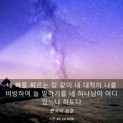 Picture 03 - 시편 42:10 KOR - 내 뼈를 찌르는 칼 같이 내 대적이 - Bible Verse Picture