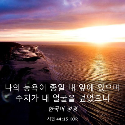 Picture 03 - 시편 44:15 KOR - 나의 능욕이 종일 내 앞에 있으며 - Bible Verse Picture