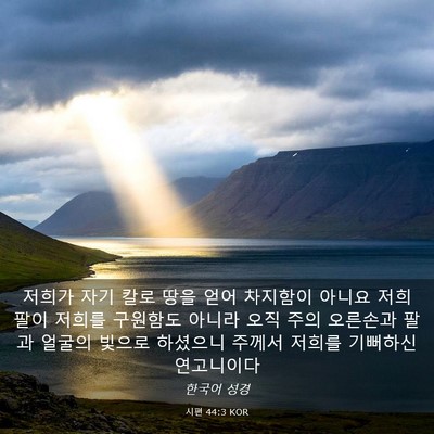 Picture 03 - 시편 44:3 KOR - 저희가 자기 칼로 땅을 얻어 - Bible Verse Picture