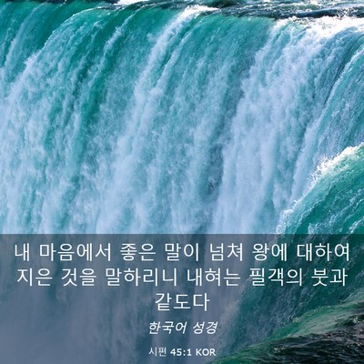 Picture 03 - 시편 45:1 KOR - 내 마음에서 좋은 말이 넘쳐 왕에 - Bible Verse Picture