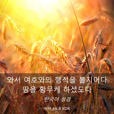 Picture 03 - 시편 46:8 KOR - 와서 여호와의 행적을 볼지어다 땅을 - Bible Verse Picture
