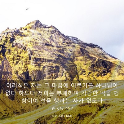 Picture 03 - 시편 53:1 KOR - 어리석은 자는 그 마음에 이르기를 - Bible Verse Picture