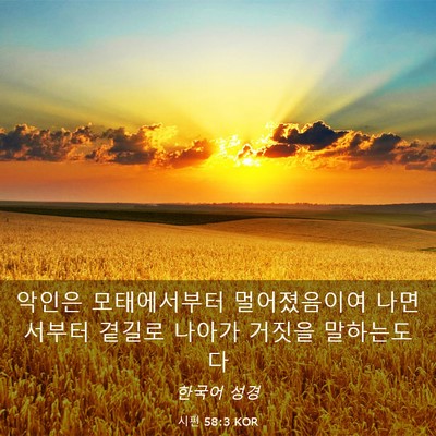 Picture 03 - 시편 58:3 KOR - 악인은 모태에서부터 멀어졌음이여 - Bible Verse Picture