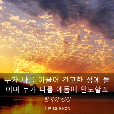 Picture 03 - 시편 60:9 KOR - 누가 나를 이끌어 견고한 성에 - Bible Verse Picture