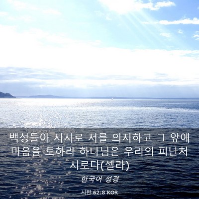 Picture 03 - 시편 62:8 KOR - 백성들아 시시로 저를 의지하고 그 - Bible Verse Picture