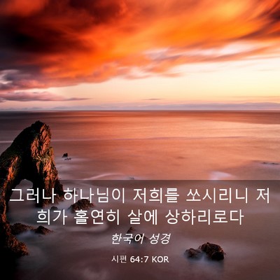 Picture 03 - 시편 64:7 KOR - 그러나 하나님이 저희를 쏘시리니 - Bible Verse Picture