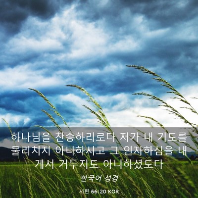 Picture 03 - 시편 66:20 KOR - 하나님을 찬송하리로다 저가 내 - Bible Verse Picture