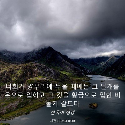 Picture 03 - 시편 68:13 KOR - 너희가 양우리에 누울 때에는 그 - Bible Verse Picture