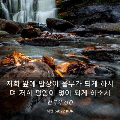 Picture 03 - 시편 69:22 KOR - 저희 앞에 밥상이 올무가 되게 - Bible Verse Picture