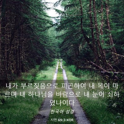 Picture 03 - 시편 69:3 KOR - 내가 부르짖음으로 피곤하여 내 목이 - Bible Verse Picture