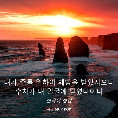 Picture 03 - 시편 69:7 KOR - 내가 주를 위하여 훼방을 받았사오니 - Bible Verse Picture