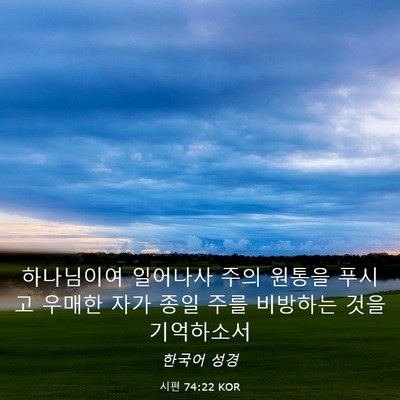 Picture 03 - 시편 74:22 KOR - 하나님이여 일어나사 주의 원통을 - Bible Verse Picture