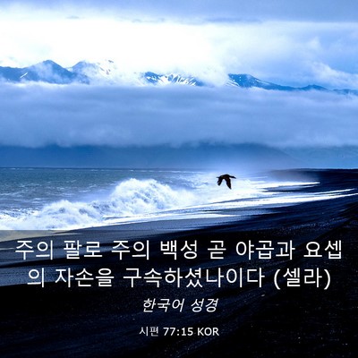 Picture 03 - 시편 77:15 KOR - 주의 팔로 주의 백성 곧 야곱과 - Bible Verse Picture