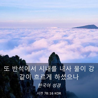Picture 03 - 시편 78:16 KOR - 또 반석에서 시내를 내사 물이 강 - Bible Verse Picture
