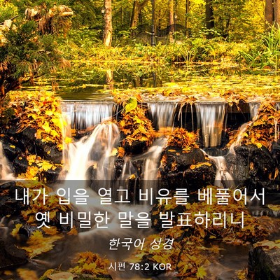 Picture 03 - 시편 78:2 KOR - 내가 입을 열고 비유를 베풀어서 옛 - Bible Verse Picture
