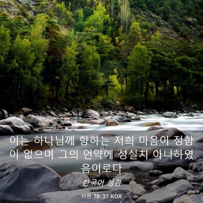 Picture 03 - 시편 78:37 KOR - 이는 하나님께 향하는 저희 마음이 - Bible Verse Picture
