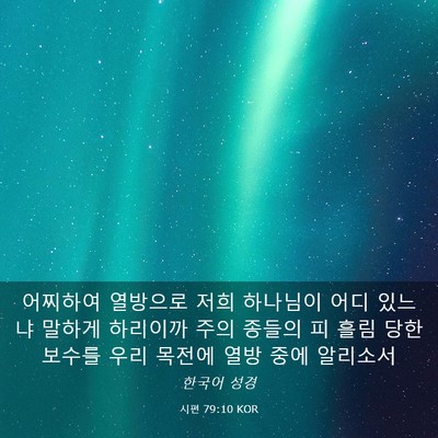 Picture 03 - 시편 79:10 KOR - 어찌하여 열방으로 저희 하나님이 - Bible Verse Picture