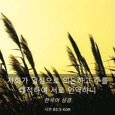 Picture 03 - 시편 83:5 KOR - 저희가 일심으로 의논하고 주를 - Bible Verse Picture
