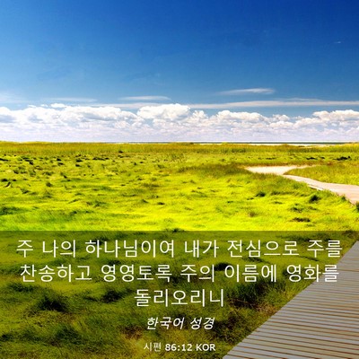 Picture 03 - 시편 86:12 KOR - 주 나의 하나님이여 내가 전심으로 - Bible Verse Picture