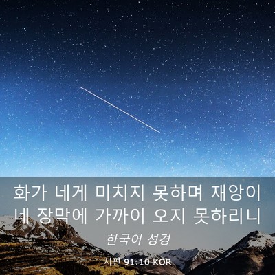 Picture 03 - 시편 91:10 KOR - 화가 네게 미치지 못하며 재앙이 네 - Bible Verse Picture