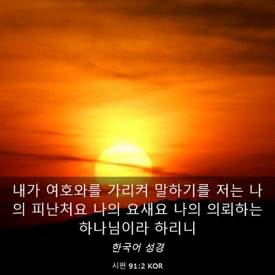 Picture 03 - 시편 91:2 KOR - 내가 여호와를 가리켜 말하기를 저는 - Bible Verse Picture