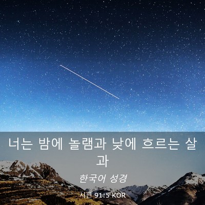 Picture 03 - 시편 91:5 KOR - 너는 밤에 놀램과 낮에 흐르는 - Bible Verse Picture