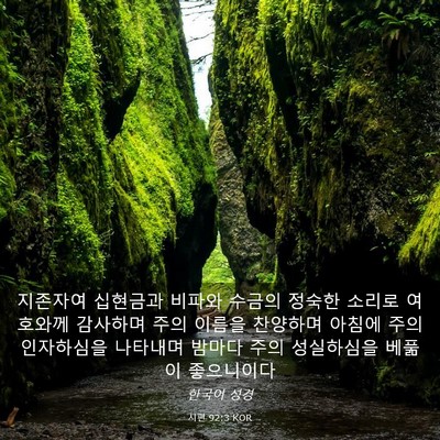 Picture 03 - 시편 92:3 KOR - 지존자여 십현금과 비파와 수금의 - Bible Verse Picture