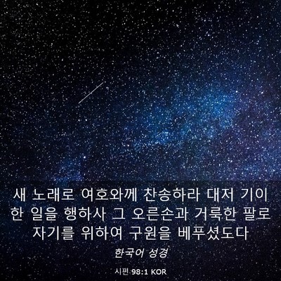 Picture 03 - 시편 98:1 KOR - 새 노래로 여호와께 찬송하라 대저 - Bible Verse Picture