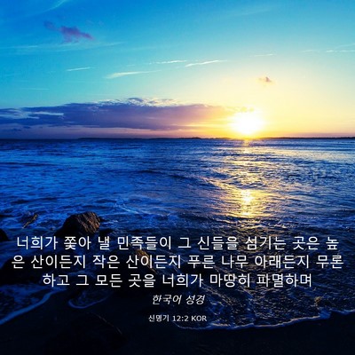 Picture 03 - 신명기 12:2 KOR - 너희가 쫓아 낼 민족들이 그 신들을 - Bible Verse Picture
