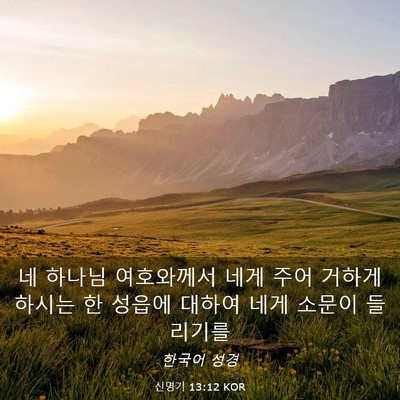 Picture 03 - 신명기 13:12 KOR - 네 하나님 여호와께서 네게 주어 - Bible Verse Picture