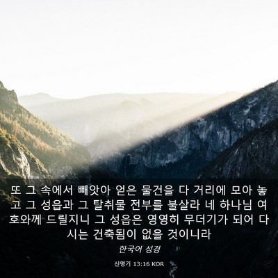 Picture 03 - 신명기 13:16 KOR - 또 그 속에서 빼앗아 얻은 물건을 다 - Bible Verse Picture