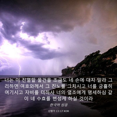 Picture 03 - 신명기 13:17 KOR - 너는 이 진멸할 물건을 조금도 네 - Bible Verse Picture