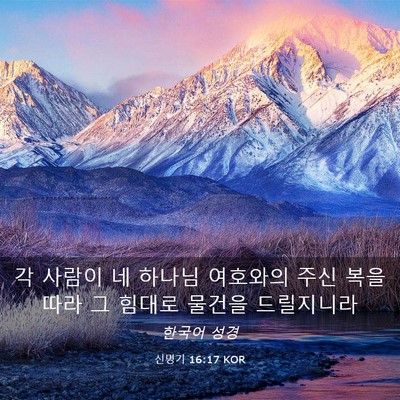 Picture 03 - 신명기 16:17 KOR - 각 사람이 네 하나님 여호와의 주신 - Bible Verse Picture