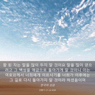 Picture 03 - 신명기 17:16 KOR - 왕 된 자는 말을 많이 두지 말 것이요 - Bible Verse Picture