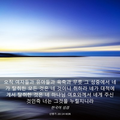 Picture 03 - 신명기 20:14 KOR - 오직 여자들과 유아들과 육축과 무릇 - Bible Verse Picture