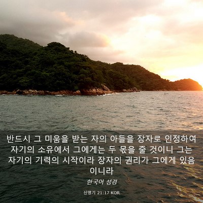 Picture 03 - 신명기 21:17 KOR - 반드시 그 미움을 받는 자의 아들을 - Bible Verse Picture