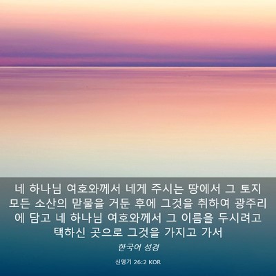 Picture 03 - 신명기 26:2 KOR - 네 하나님 여호와께서 네게 주시는 - Bible Verse Picture