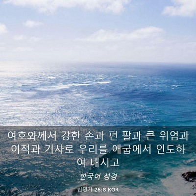 Picture 03 - 신명기 26:8 KOR - 여호와께서 강한 손과 편 팔과 큰 - Bible Verse Picture