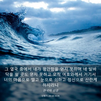 Picture 03 - 신명기 28:65 KOR - 그 열국 중에서 네가 평안함을 얻지 - Bible Verse Picture